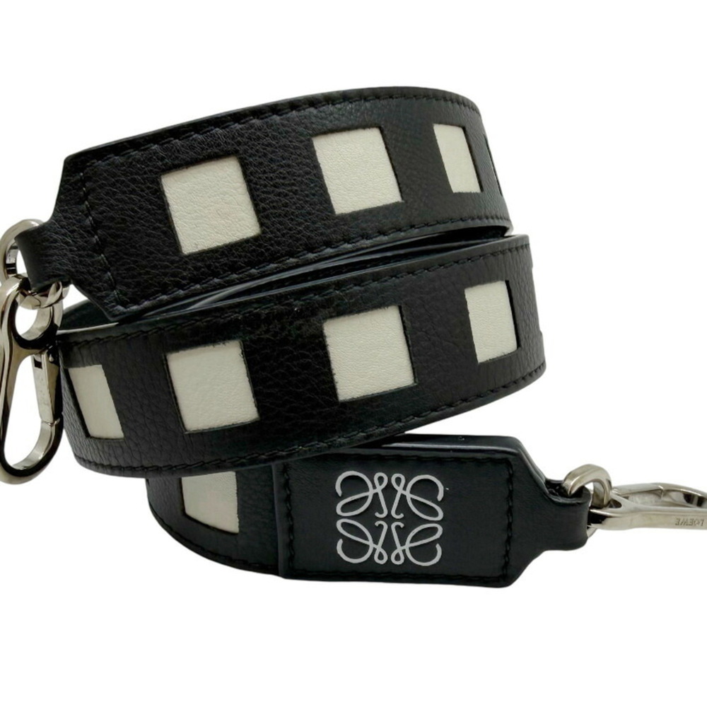 LOEWE bag strap, Anagram design, calfskin, black and white leather, for women...